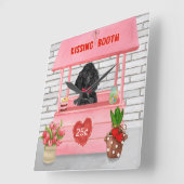 プードルドッグバレンタインデーキスをするス スクエア壁時計 (傾斜)