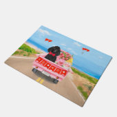 プードルドッグバレンタインデートラックハート ドアマット (アングル)