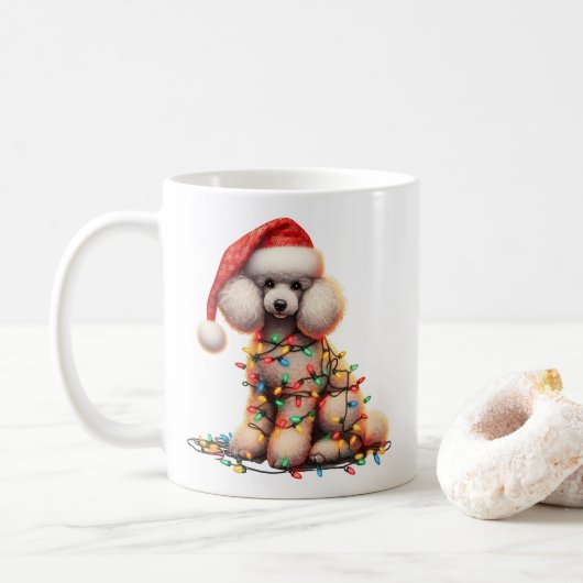 プードルドッグパピークリスマス コーヒーマグカップ (ドーナツ)