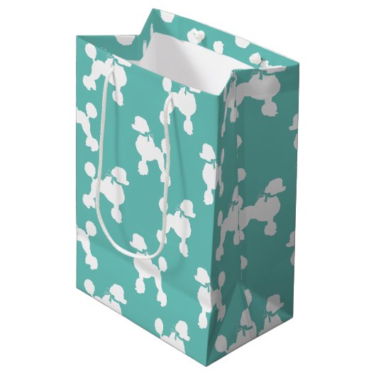 プードルドッグパピーフランスの ミディアムペーパーバッグ (正面アングル)