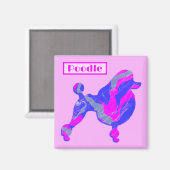 プードルドッグピンク&ブルーシルエット マグネット (正面/裏面)