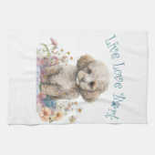 プードルドッグママフローラ キッチンタオル (横)