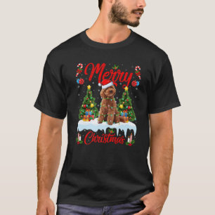 プードルドッグラバークリスマス照明サンタトイプードルCH Tシャツ