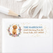 プードルドッグ春の花リース ラベル (インサイチュ)