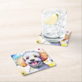 プードルドッグ紙コースター スクエアペーパーコースター (インサイチュ)