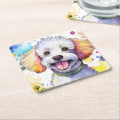 プードルドッグ紙コースター スクエアペーパーコースター (アングル)