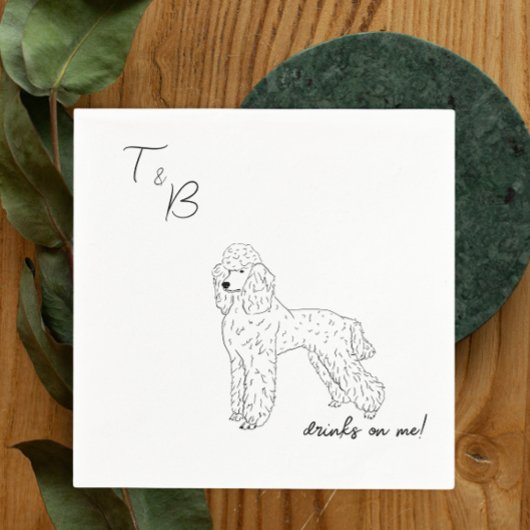 プードルドッグ結婚のカクテルナプキン スタンダードカクテルナプキン