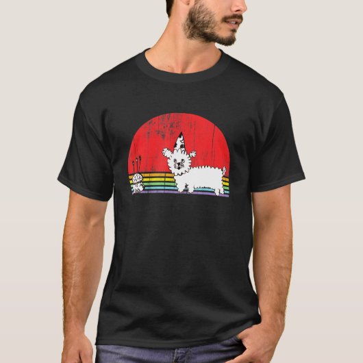 プードルドッグ誕生日スケッチ Tシャツ (正面)