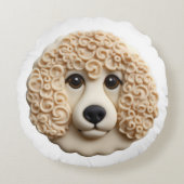プードルドッグ3D インスパイア ラウンドクッション (正面)