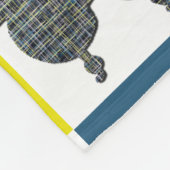 プードルドッグ&ポープリントイエローグリッドシルエット フリースブランケット (角)