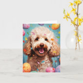 プードルハッピーイースター カード (黄色い花)