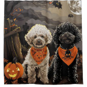 プードルハロウィン不気味 シャワーカーテン (正面)