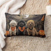 プードルハロウィン不気味 ランバークッション (ブランケット)