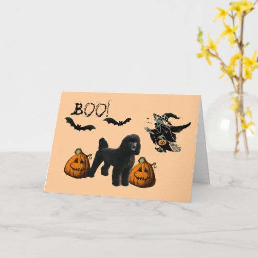 プードルハロウィーンのグリーティングカード カード (黄色い花)