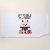 プードルハロウィーンのコスチューム私のプードルは私のブードッグ ビーチタオル (正面)
