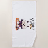 プードルハロウィーンのコスチューム私のプードルは私のブードッグ ビーチタオル (正面)