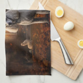 プードルハロウィーン怖い キッチンタオル (四つ折り)