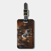 プードルハロウィーン怖い ラゲッジタグ (正面縦)