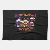 プードルハロウィーン感謝祭クラシッククリスマスT- キッチンタオル (横)