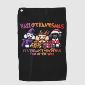 プードルハロウィーン感謝祭クラシッククリスマスT- ゴルフタオル (正面)