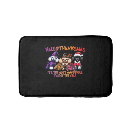 プードルハロウィーン感謝祭クラシッククリスマスT- バスマット (正面)