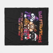 プードルハロウィーン感謝祭クラシッククリスマスT- フリースブランケット (正面(横))