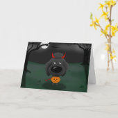 プードルハロウィーン カード (黄色い花)