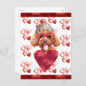 プードルハートドッグラバーバレンタインギフト シーズンポストカード (正面/裏面)