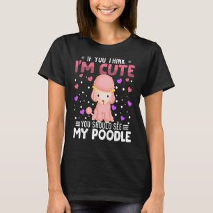 プードルハートバレンタインデー動物のための女性の子供 Tシャツ