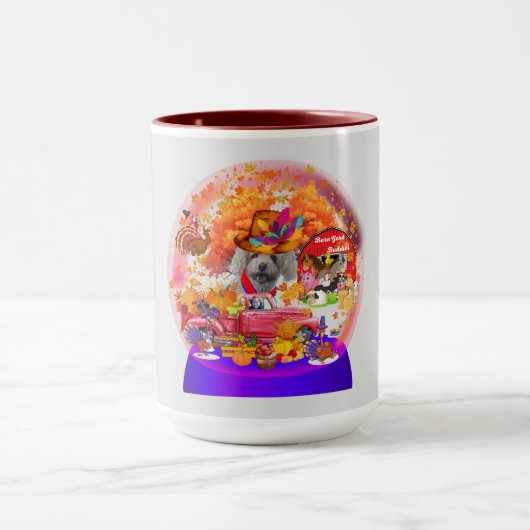 プードルハーベストサンクスギビングシーズンコーヒーマグ マグカップ (中央)