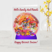 プードルハーベスト感謝祭シーズングリーティングカード カード (黄色い花)