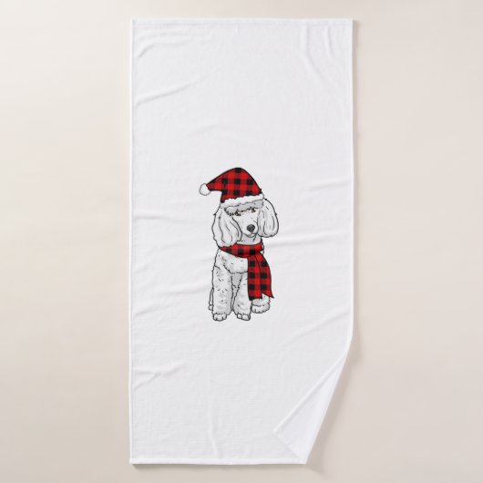 プードルバッファロープレイドプードルズドッグラバークリスマス バスタオル (バスタオル)