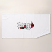 プードルバッファロープレイドプードルズドッグラバークリスマス バスタオル (バスタオル)