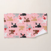 プードルバレンタインパターン バスタオルセット (ハンドタオル)