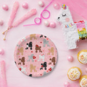 プードルバレンタインパターン ペーパープレート (パーティー)