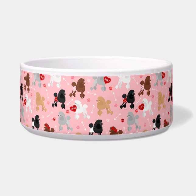 プードルバレンタインパターン ボウル (正面)