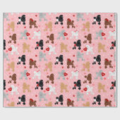 プードルバレンタインパターン ラッピングペーパー (フラット)