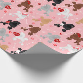 プードルバレンタインパターン ラッピングペーパー (角)