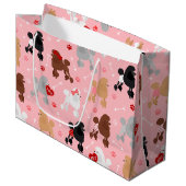 プードルバレンタインパターン ラージペーパーバッグ (正面アングル)
