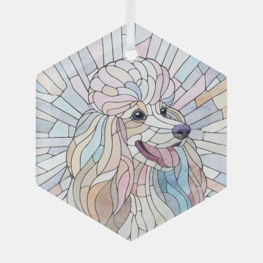 プードルパステルモザイクアート ガラスオーナメント (正面)