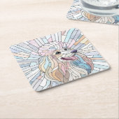 プードルパステルモザイクアート スクエアペーパーコースター (アングル)