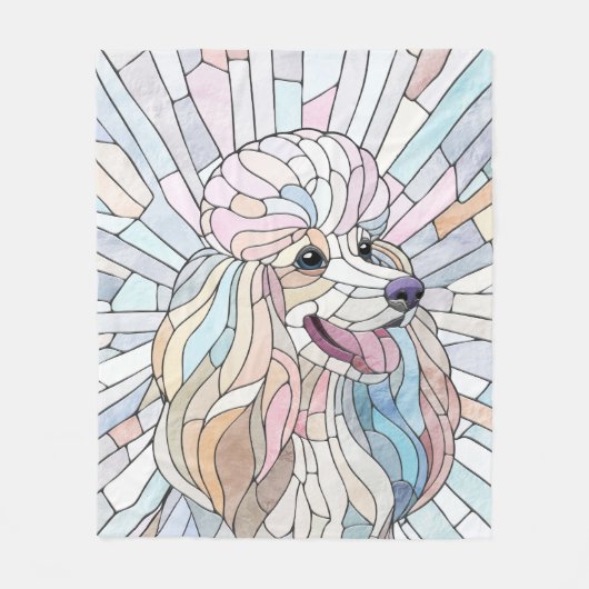 プードルパステルモザイクアート フリースブランケット (正面)