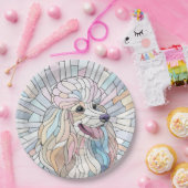 プードルパステルモザイクアート ペーパープレート (パーティー)