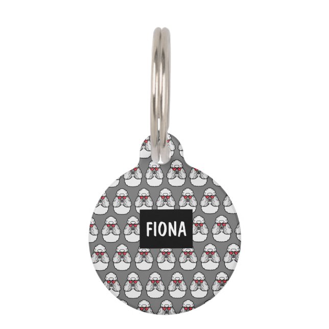 プードルパターおもしろいン ペット　ネームタグ (正面)