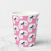 プードルパターンかわいいピンク 紙コップ (正面)