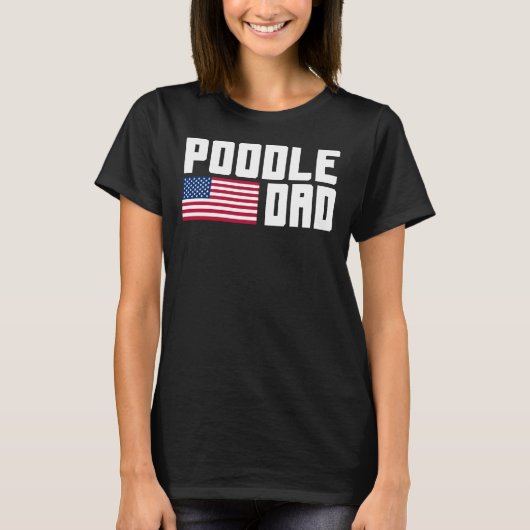 プードルパパアメリカ国旗 Tシャツ (正面)