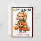 プードルパピードッグハッピーハローウィン ノートカード (正面)