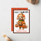 プードルパピードッグハッピーハローウィン ノートカード (正面/裏面インサイチュ)