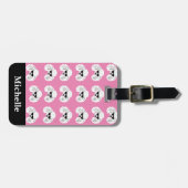 プードルパーソナライズされたパタンかわいいピンク ラゲッジタグ (正面横)