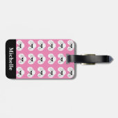 プードルパーソナライズされたパタンかわいいピンク ラゲッジタグ (裏面横)